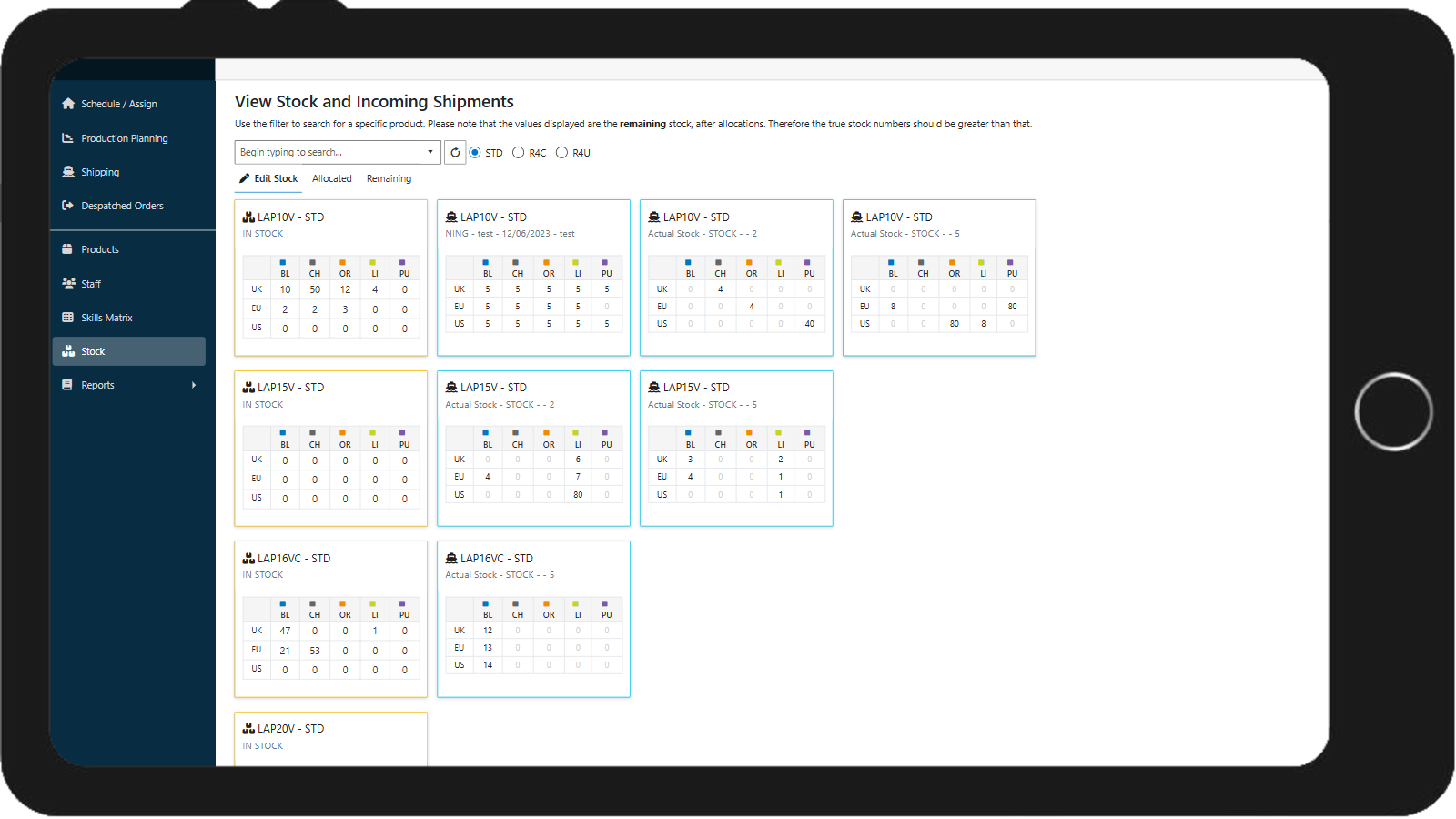 Inventory and logistics software